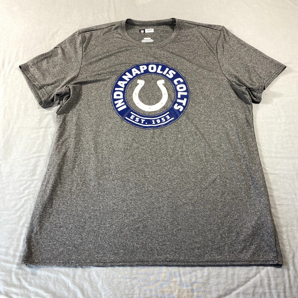 Indianapolis Colts Shirt Adult‎ Extra Large Gray Crew Neck Tee NFL Adult